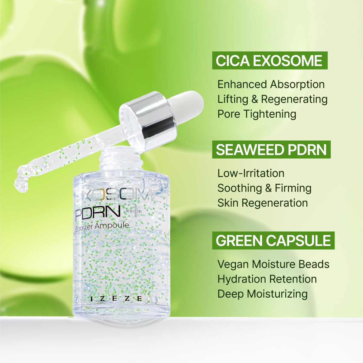 IZEZE Exosome PDRN Booster Ampoule 1.01 fl.oz, 30 ml | Lifting and Firming, Plant-Based PDRN, Moisturizer for Dry Skin, Korean Skincare Capsule Ampoule, Centella Ampoule Serum - Image 6