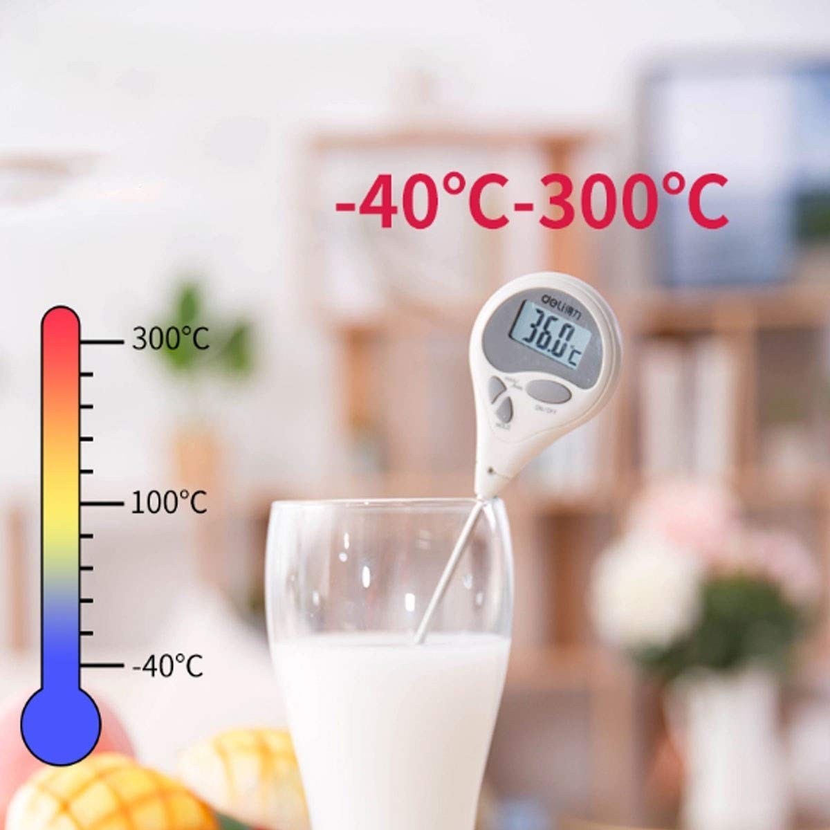 XINGYU Termometr do mleka, termometr spożywczy, domowy termometr do temperatury wody, kuchnia wysoce precyzyjny termometr do pieczenia, delikatesy, biały, bardzo przydatne narzędzia gospodarstwa domowego (kolor: biały)