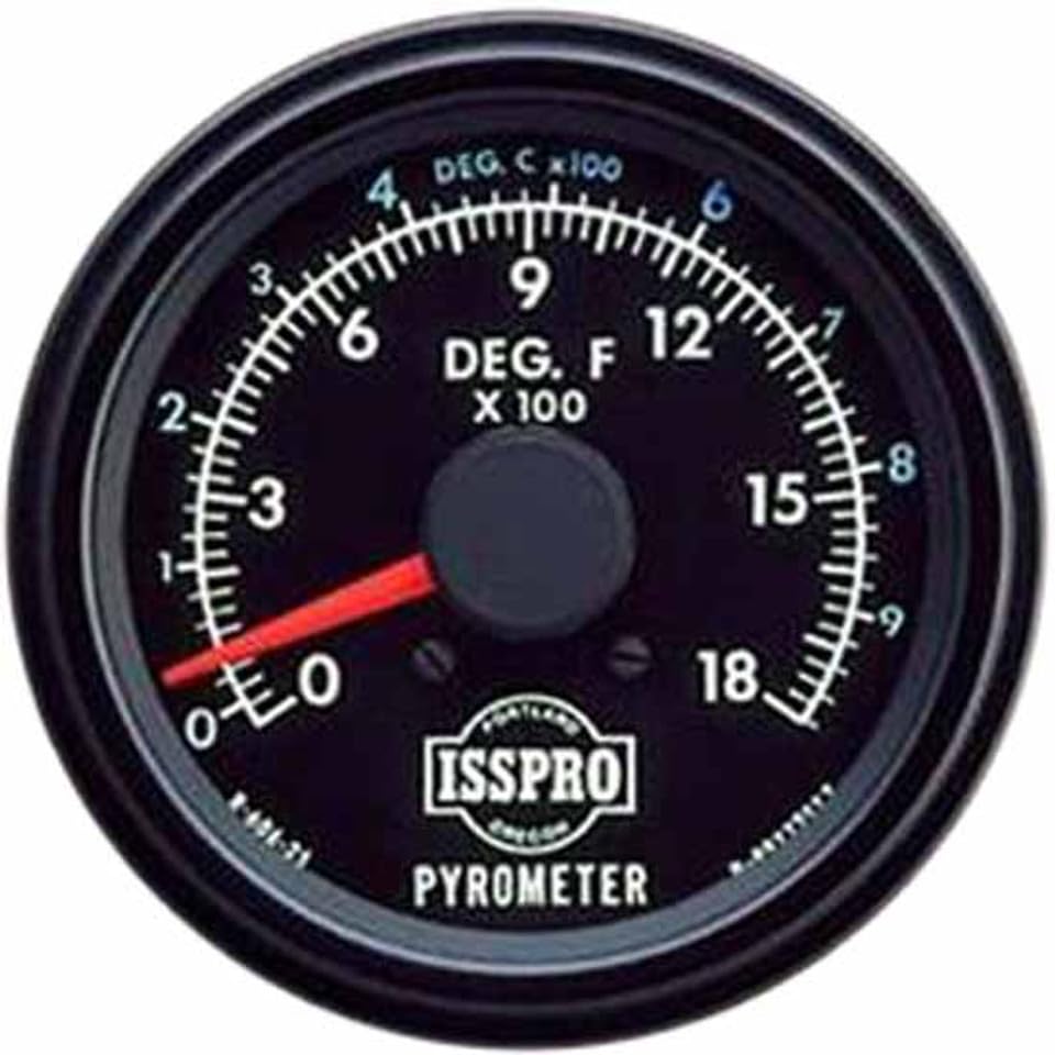 Generic 3-Inch Pyrometer Kit 0-1800F, Black Bezel, Black Face, Red Pointer, 6 Ft. Wiring
