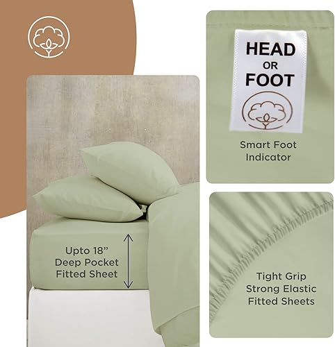 Miniatura 4 de Olympic - Juego de sábanas tamaño Queen, 100 % algodón egipcio, lujo de 600 hilos, juego de sábanas de 4 piezas, suave y transpirable, ajuste