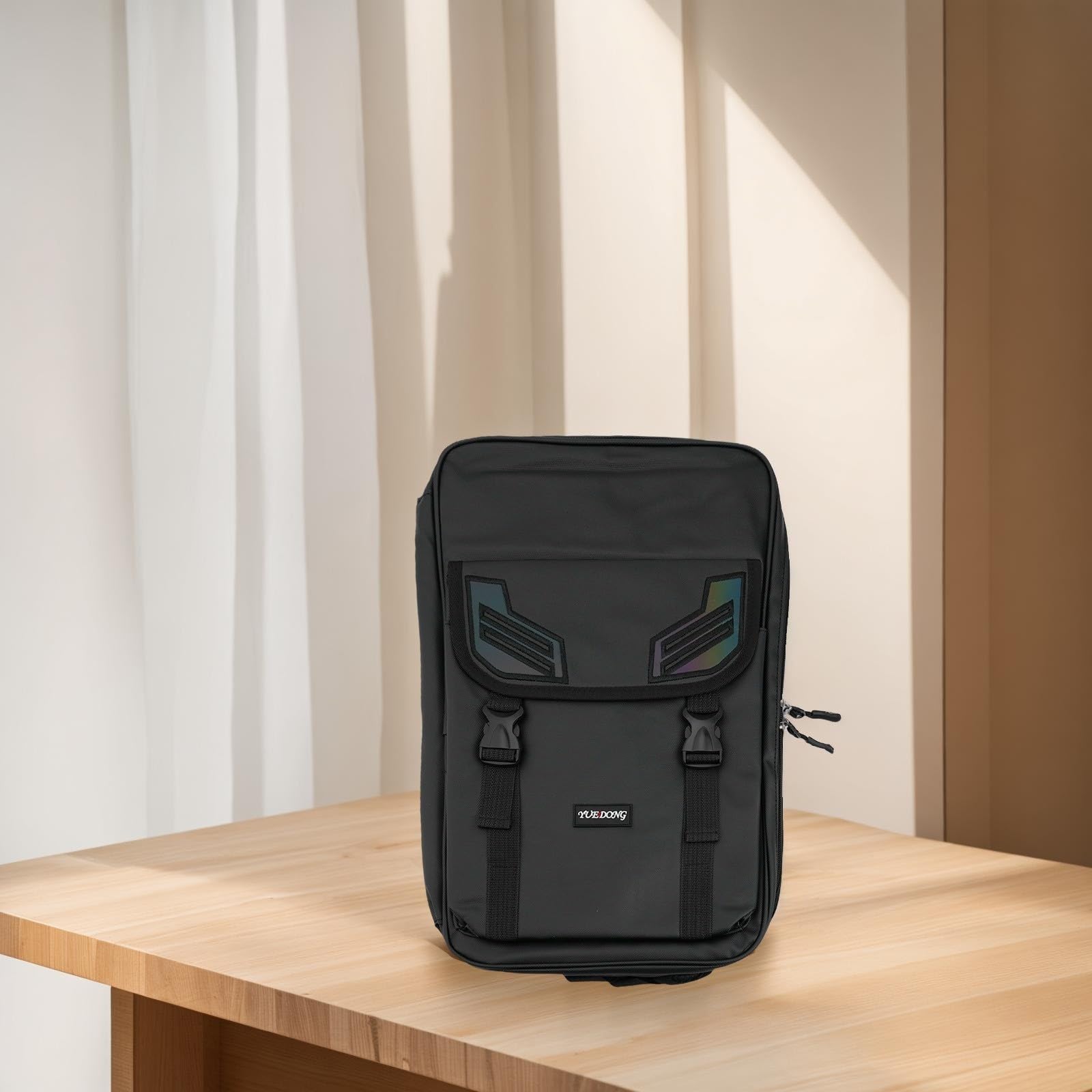 Zaino per bacchette da batteria, custodia imbottita in tessuto Oxford con doppio scomparto per batteria, spartiti e accessori, nero, 45 x 26 x 4 cm