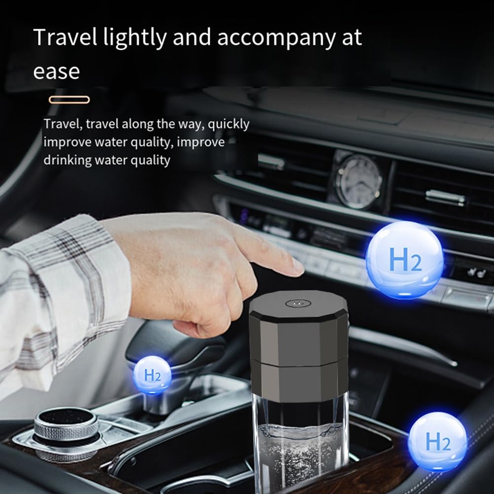 Générateur d'hydrogène d'électrolyse PEM, écran 8000PPB, bouteille d'eau hydrogène rechargeable portable, installation facile, facile à utiliser, noir