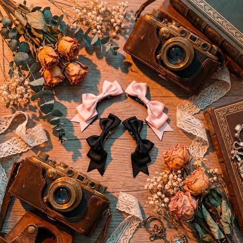 4 Piezas Accesorios para el Cabello Kawaii Lazos Adorables de Color Rosa y Negro Clips para el Pelo Pinzas Cocodrilo para Mujeres y Niñas miniatura 7