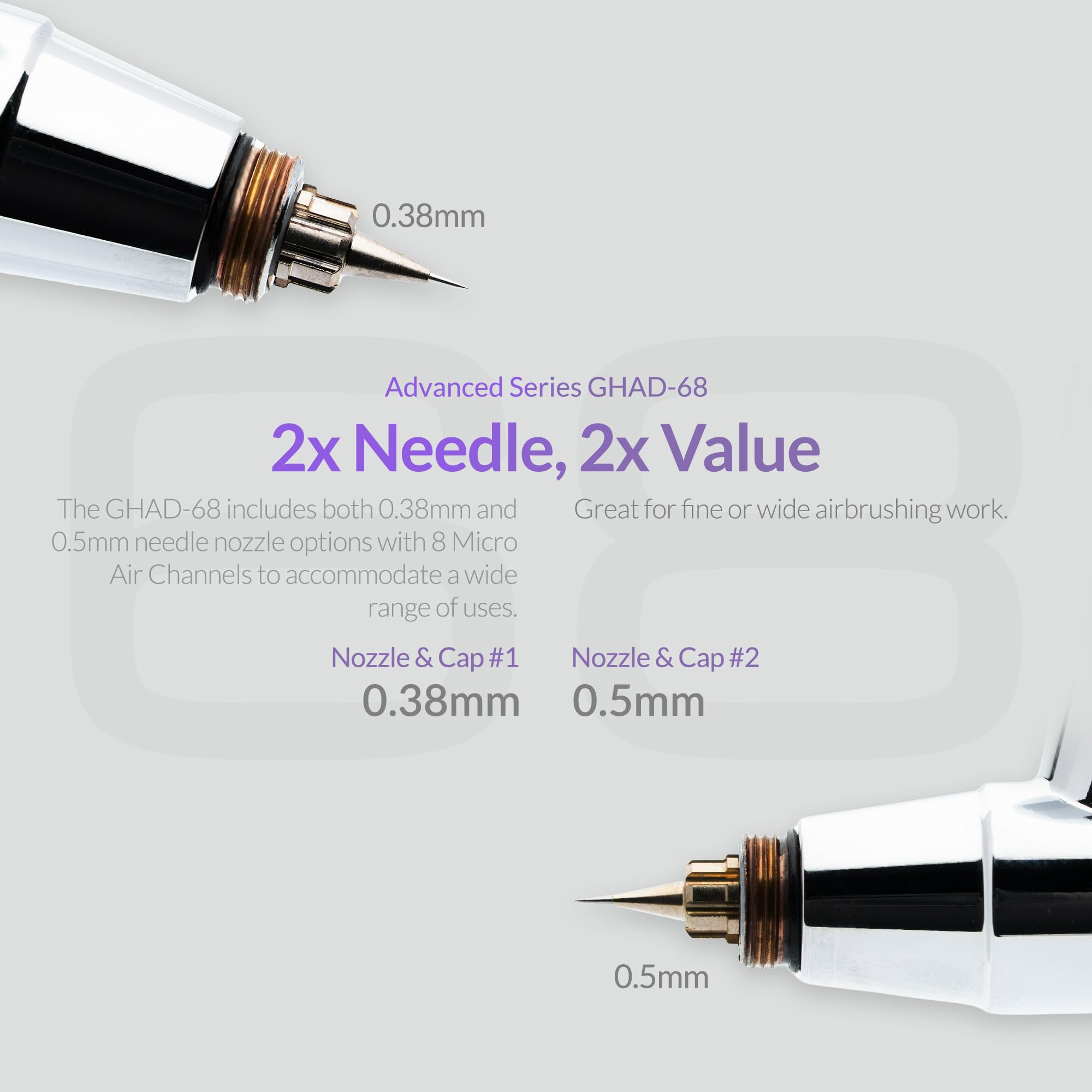 Gaahleri Zestaw aerografu, pistolet do aerografu Dual Action Gravity Feed Set, igły 0,38 i 0,5 mm, kubek płynu 1/2 i 1/113.4 g, wielofunkcyjny pędzel powietrzny do makijażu model kolorowanie malowanie