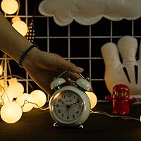 Vista 3 de {Reloj despertador fuerte para personas que duermen profundamente) Reloj despertador de campana doble de 3.5 pulgadas con luz de fondo para Blanco