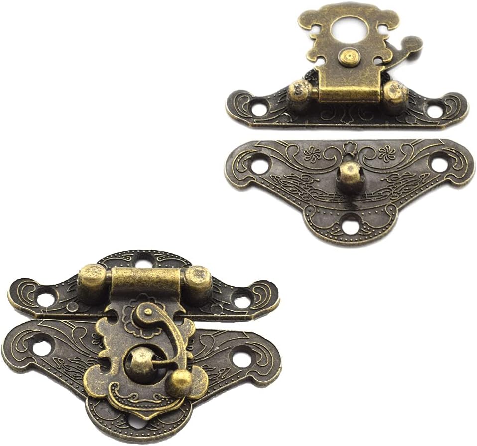 Antique Decorative Hasp Latch and Bronze Butterfly Hinges Jewelry Box image 4