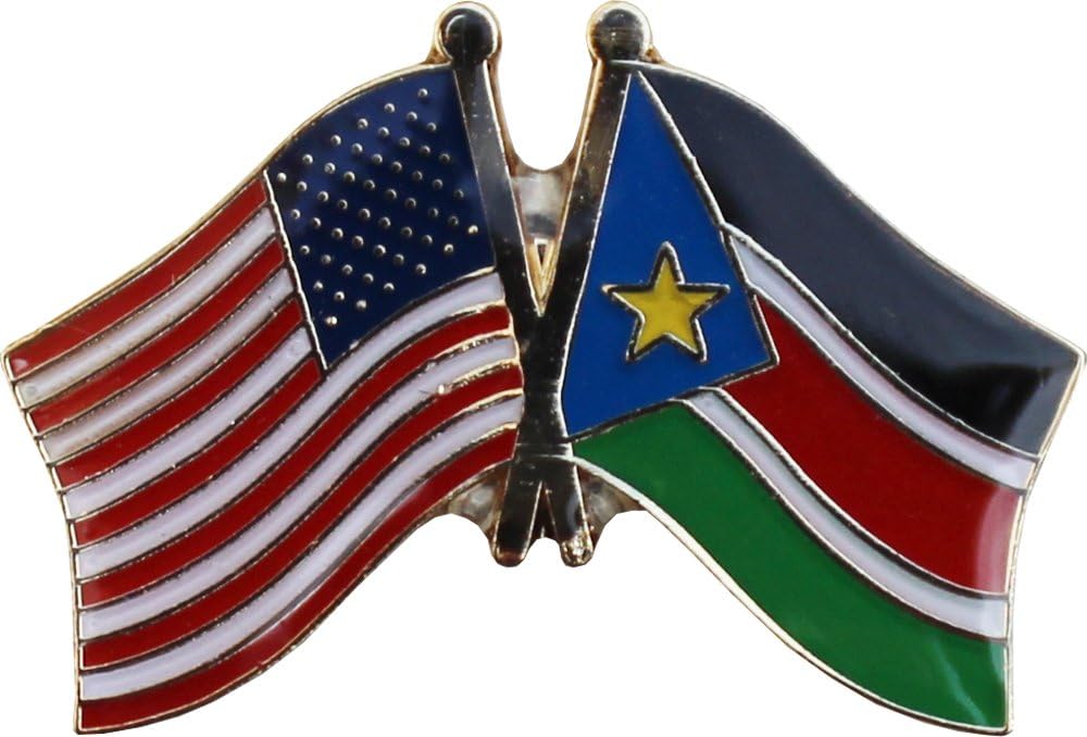 USA and Republic of South Sudan Flag Die-struck Metal Friendship Lapel Pin with Butterfly Clasp Closure