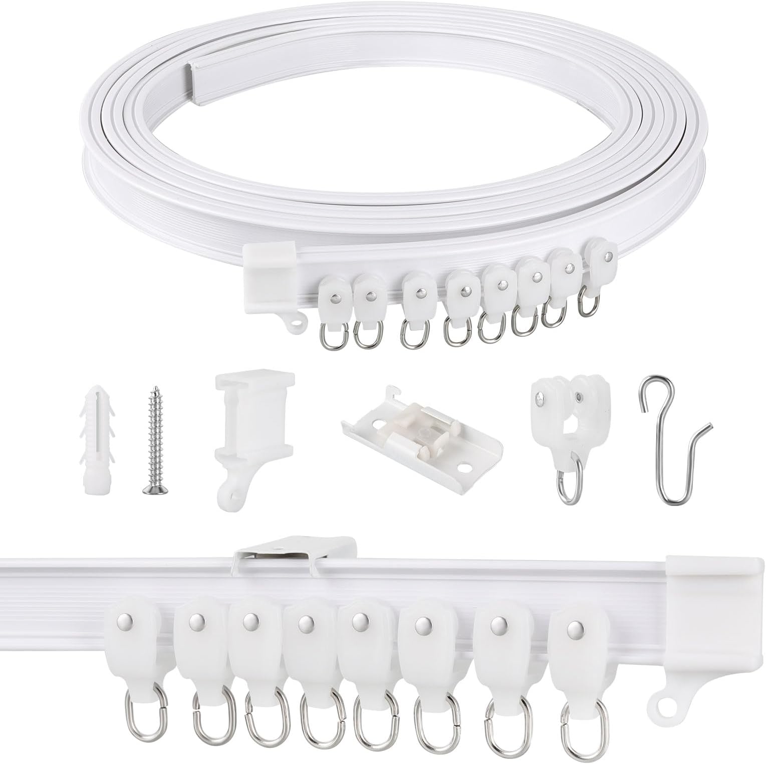 Flexible Curtain Track 3 Metres- Bendable Ceiling Curtain Rai, Fittings for Room Divider,Bay Window, Shower,RV Rail, Hospital Privacy System