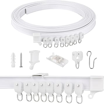 Flexible Curtain Track 3 Metres- Bendable Ceiling Curtain Rai, Fittings for Room Divider,Bay Window, Shower,RV Rail, Hospital Privacy System