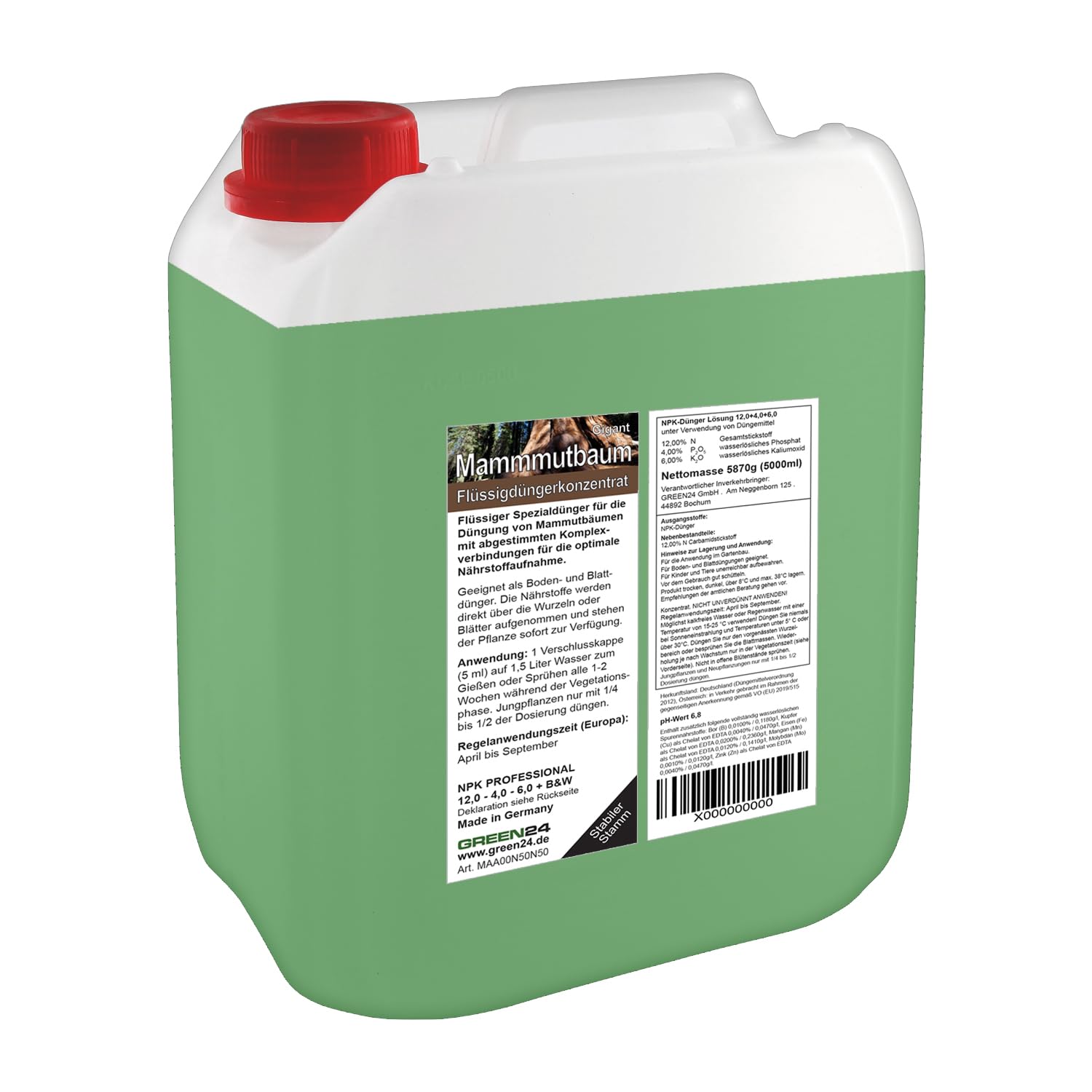 Mammutbaum Dünger XXL 5 Liter Mammutbäume düngen, Premium Flüssigdünger aus der Profi Linie