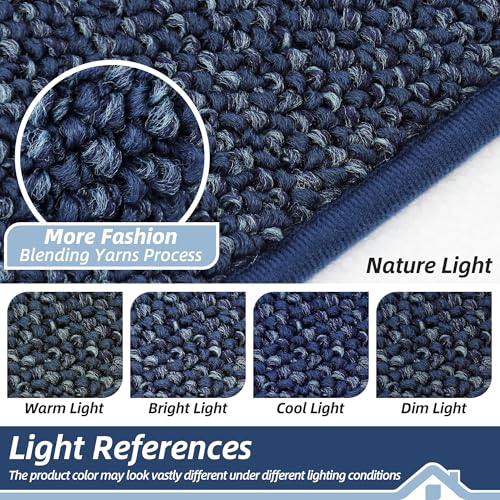 Image of BEQHAUSE Dirt Trapper Door Mat 36 inch x 60 inch, Non-Slip Washable Doormats Entrance Mat, Dirt Resistant and Absorbent Welcome Mat, Low Profile Floor Mats for Front Back Door and Entryway, Blue