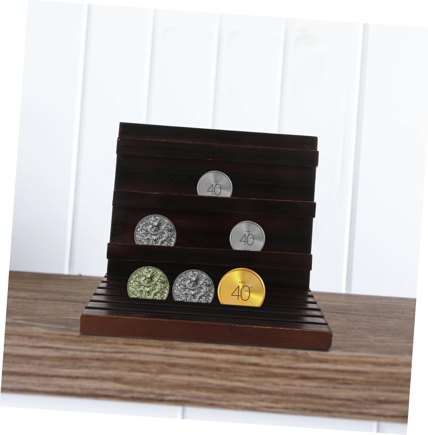 Wooden Display Stand for Challenge Coins Military Coins Holder Decor Riser Office Home Display Rack
