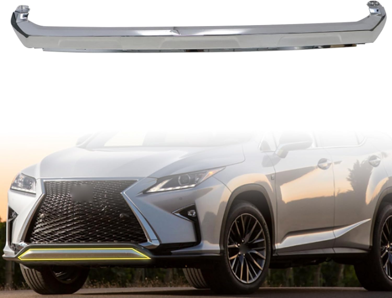 Priprilod Chrome Lower Front Grille Trim Molding Compatible with Lexus RX350 RX450 2016 2017 2018 2019 2020# 531220E060 LX1202110