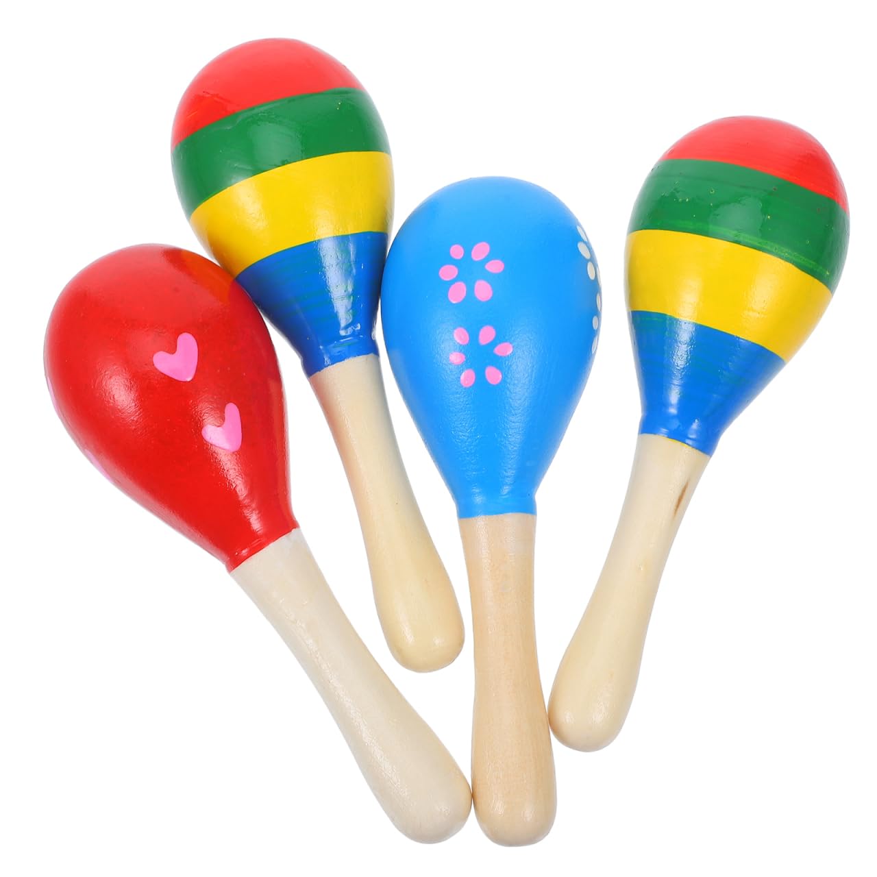 Maracas for Kids Baby Wooden Rattle Musical Toys Wooden Maracas Rattles Musical Educational Toys ( Random Color Pattern )