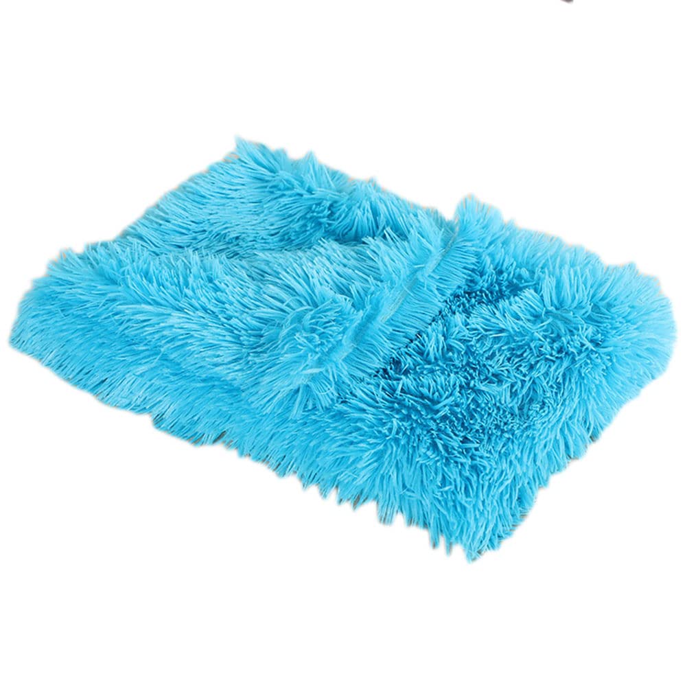 Mantas Mascotas Mullidas Felpa para Gatos Perros Manta Doble Cara Color Sólido Súper Suave Linda Cálida Lavable Manta Felpa Cachorro para Perros Y Gatos Pequeños Medianos,Azul,56×36cm