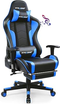 GTPLAYER Gaming Chair with Footrest Speakers Video Game Chair Bluetooth Music Heavy Duty Ergonomic Computer Office Desk Chair