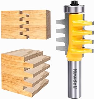 Reversible Finger Glue Joint Router Bit 1/2 Inch Shank, Newdeli Bearing Finger Joint Router Bits Carbide Joinery Wood Milling Cutter for DIY Door Table Cabinet Shelve Furniture