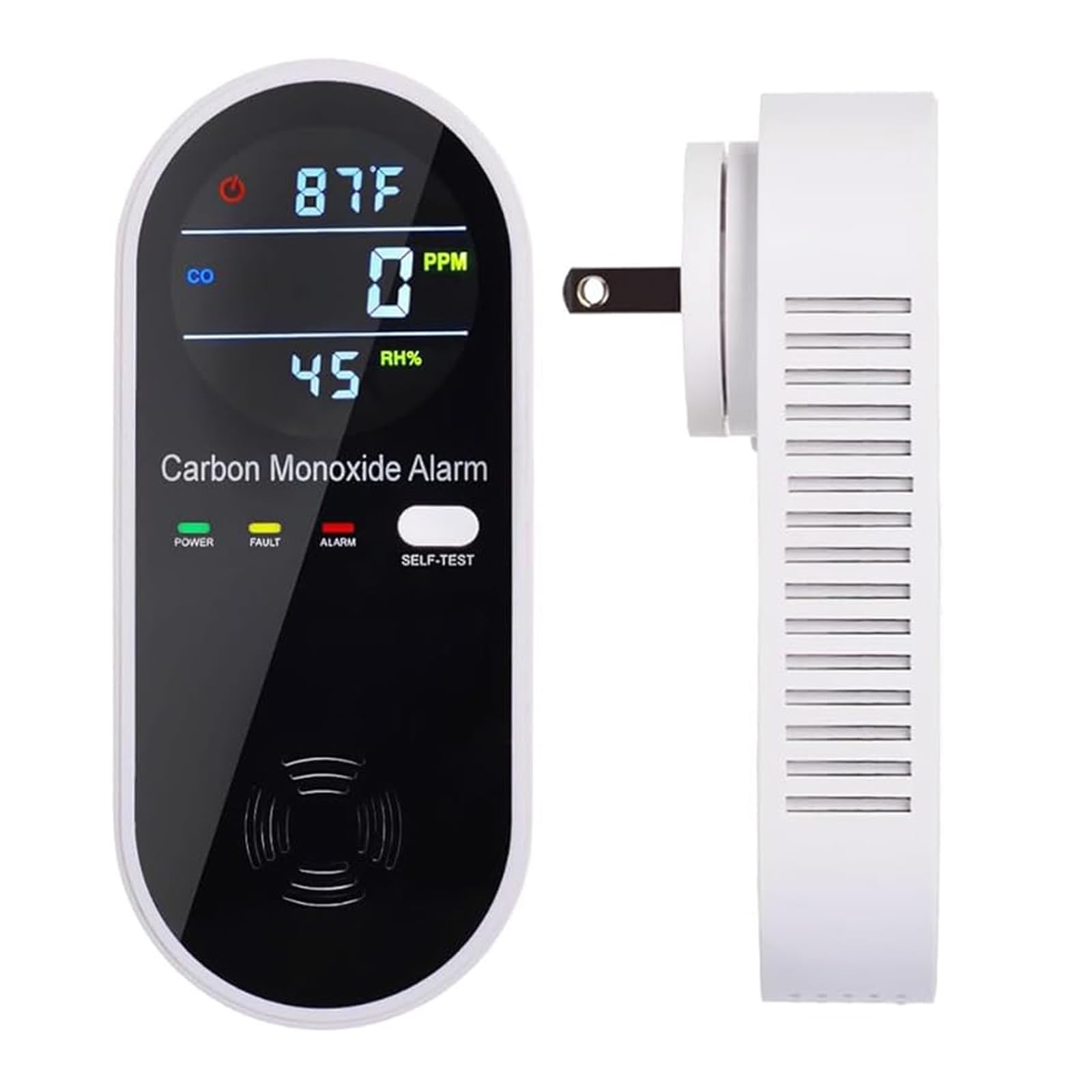 3-in-1 Carbon Monoxide Detector, Carbon Monoxide Detector Plug in Wall with Temperature & Humidity Display, CO Alarm Monitor with Color LCD Display, Accurate & Easy to Install