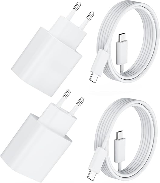 2 Pack 20W USB C Schnellladegerät PD 3.0 für iPhone & iPad + 2m USB-C Schnellladekabel –Handy Ladegerät& Ladekabel für 16 15/16 15 Pro/16 15 Pro Max/16 15 Plus, Adapter Stecker für iPad Pro/Air/Mini - 1