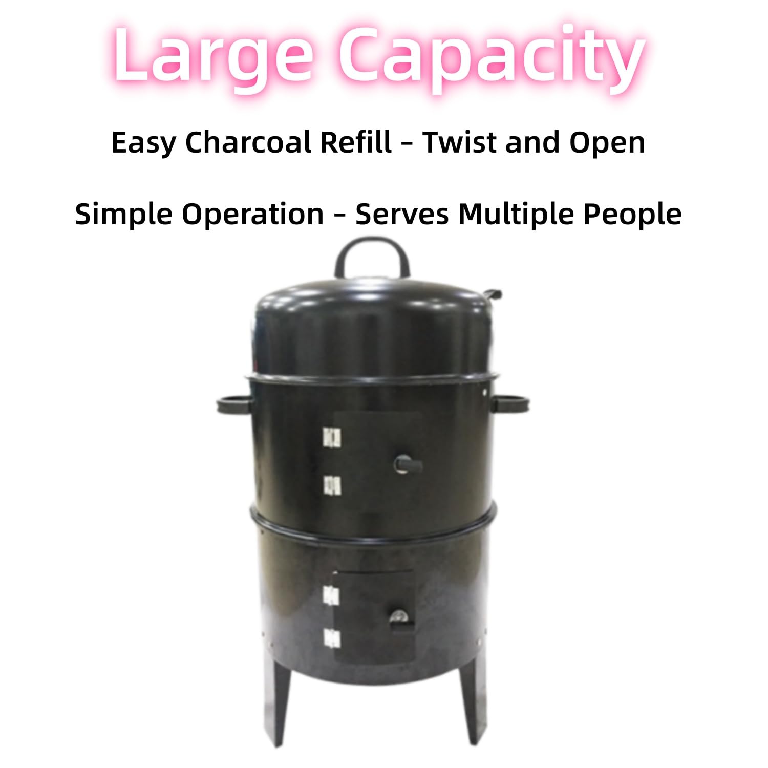 Barbecue a Carbone & Affumicatore, Barbecue da Esterno 2-in-1 con Termometro e Ventilazioni dell'Aria, Facile da Pulire, per Campeggio, Giardino, Picnic e Cucina in Cortile