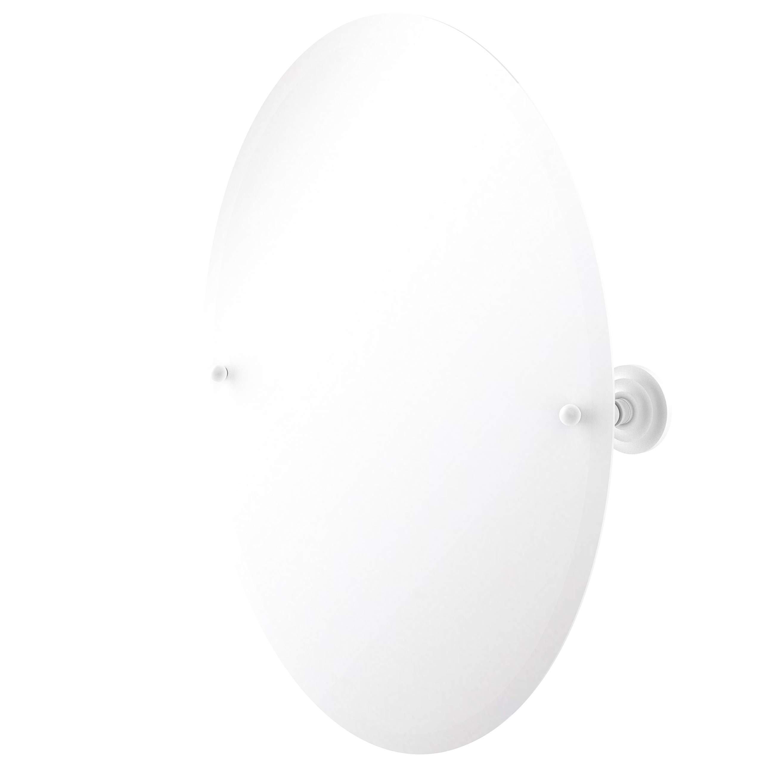 Allied Brass PQN-91-WHM Frameless Oval Tilt Mirror with Beveled Edge Matte White