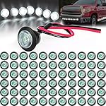 100 Pieces 3/4'' Round LED Side Marker Lights, 3 LEDs Front Rear Side Indicator Lights Turn Signal Lights IP68 Waterproof for Truck Trailer Lorry Bus Pickup Caravan Boat, 12V (White)
