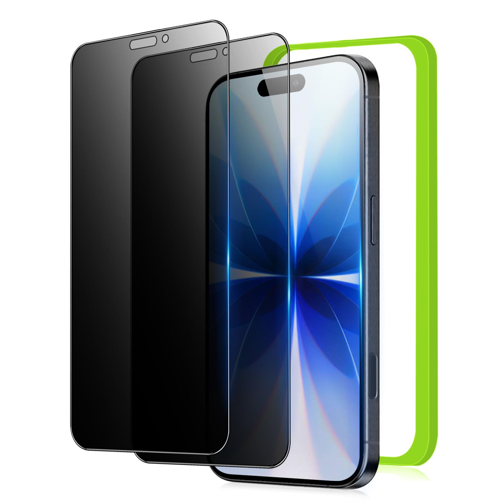 【覗き見防止】 iPhone 17 用 ガラスフィルム のぞき見 防止 フィルム 保護 強化ガラス 【左右見えない/耐衝撃/気泡ゼロ/貼り付け簡単/ガイド枠付き/2枚セット】