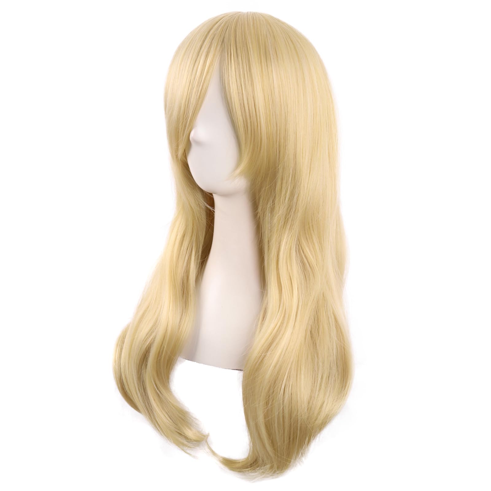 MapofBeauty 24 Inch/60 cm Side Bangs Stylish Long Great Wavy Curly Cosplay Party Wig (Mixed Golden) - Image 3
