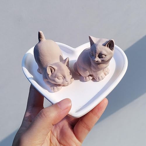 Miniatura 7 de Wehous 2 moldes de silicona para gatos, moldes de jabón de resina de animales 3D, lindo molde de fondant de animales para decoración de pasteles de