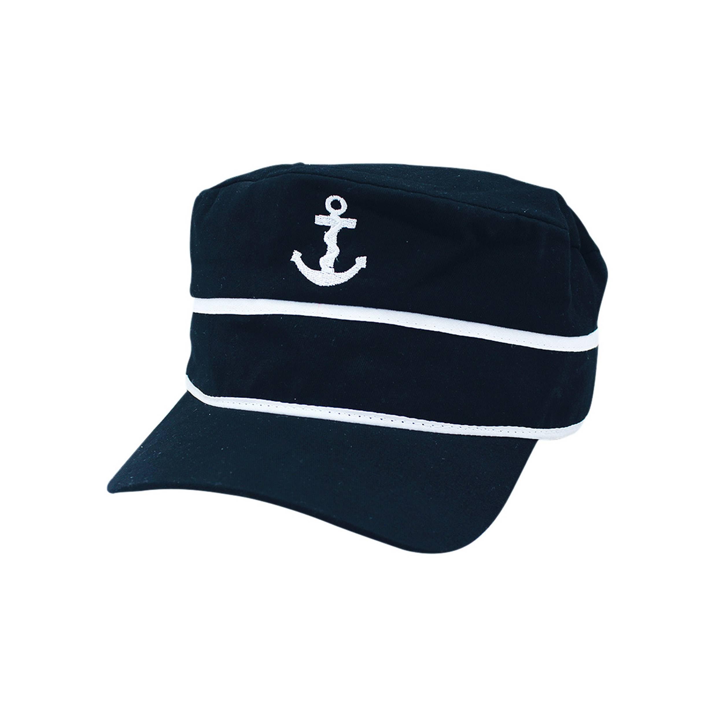 NKlaus Cap 'Anchor' Black Cotton White Embroidered - Retro Nautical Hat Stylish 16072, black, XXS-4XL