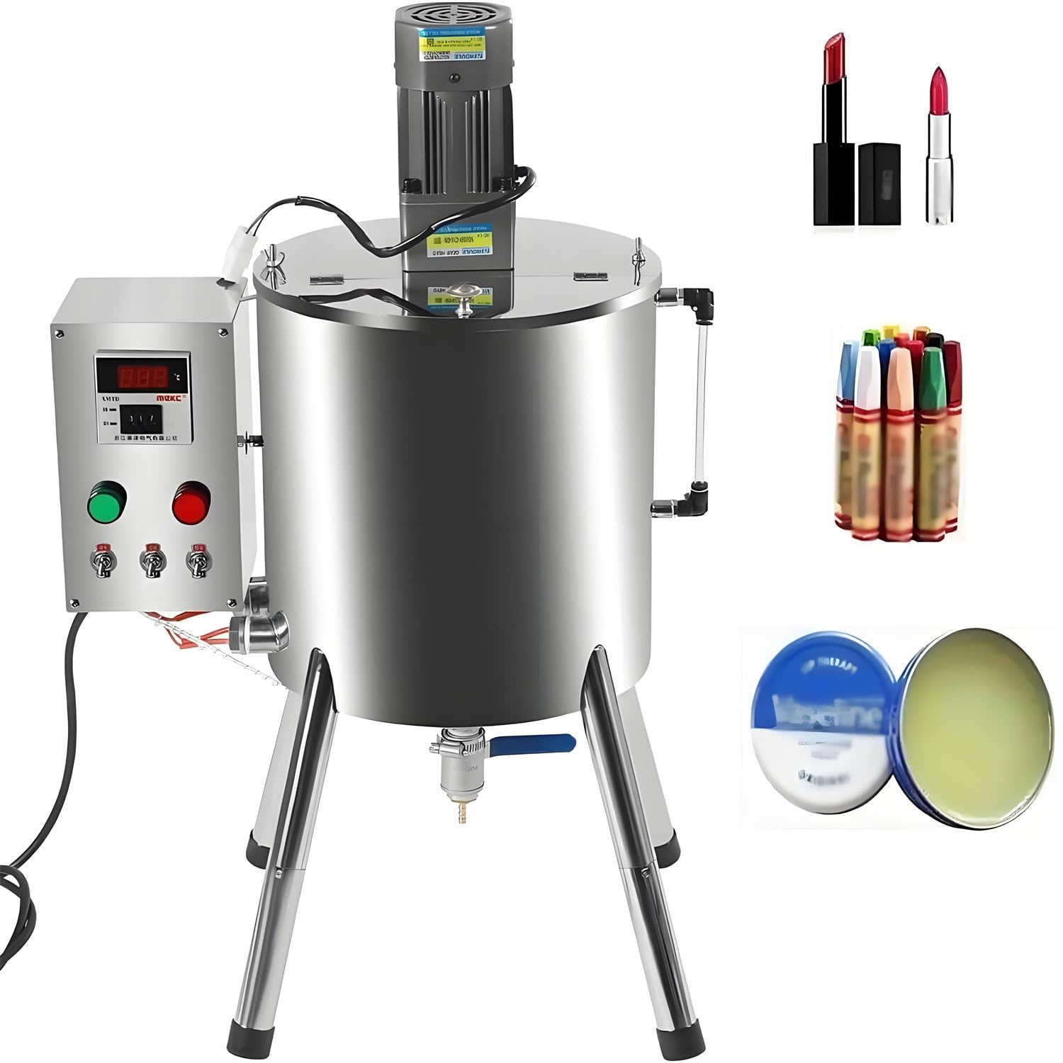 Machine de remplissage liquide de crème en acier inoxydable, réservoir mélangeur à température réglable de 30 L pour remplir les crèmes, pâtes et liquides, idéale pour la production de rouge à lèvres
