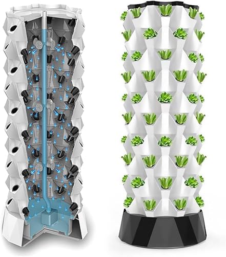 48/64/80Pots Hydroponics Tower Growing System, Indoor Plant Water Cycle Garden Growing Systems, Vertical Hydroponic Pineapple Aeroponic Tower, Hydroponic Growing Kits 48Pots