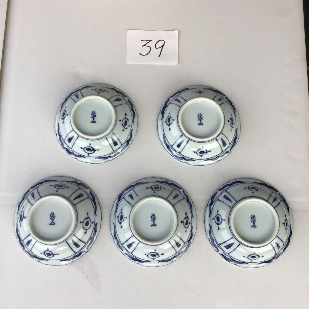 たく①有田焼　源右衛門　染付芙蓉手獣面図５客　染付芙蓉手魚見込５客 古染付芙蓉手樹下鹿図七寸皿 5客 | 賢祥堂 うつわ店