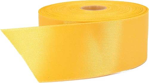 Stuffvisor Cinta de satén dorada de caléndula, 2 pulgadas x 50 yardas, rollo de cinta de color sólido de doble cara, cinta 100% poliéster para Stuffvisor Cinta de satén dorada de caléndula, 2 pulgadas x 50 yardas, rollo de cinta de color sólido de doble cara, cinta 100% poliéster para