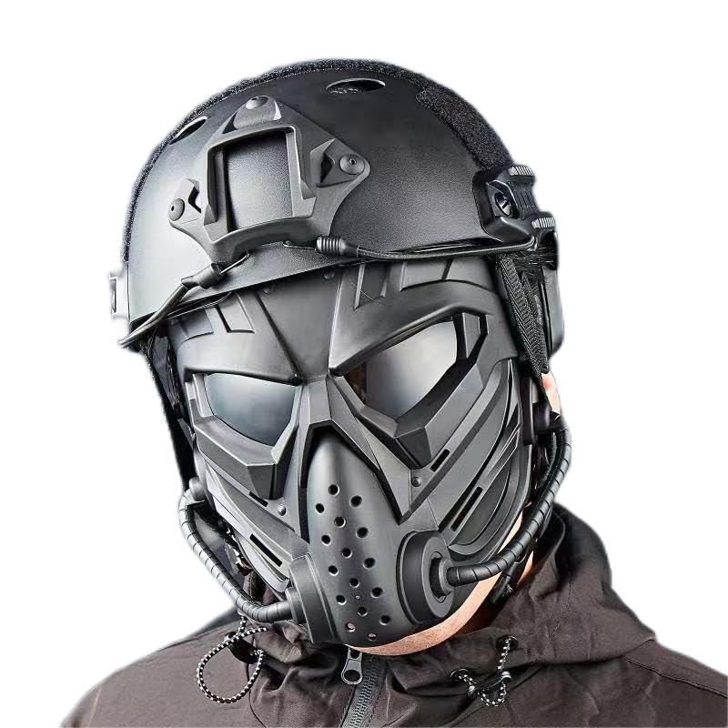 Tactical Helmet and Airsoft Mask Halloween Skull Full Face Protective MaskBlack,for Airsoft Paintball CS Game Military Tactical Gear