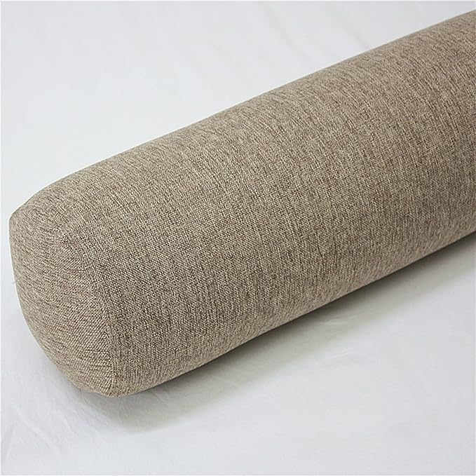 Coussin lombaire amovible en lin camel 15x61 cm idéal pour lit et auto