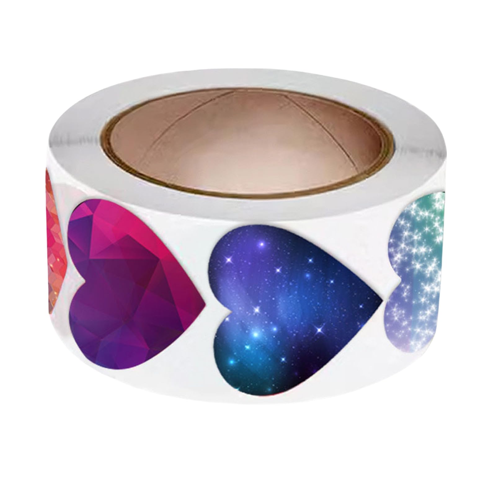 500PCS Heart Shape Sticker 1Inch Valentines Day Sticker Removable Wrapping Label for Seal Envelope Card Box Packaging Colorful Starry