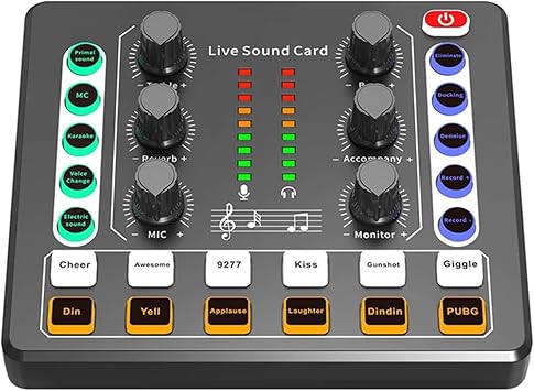 M8 DJ Controller Audio Interface with Mixer, Live Sound Card, Effects, Voice Changer, Perfect for Live Streaming/Podcasting/Gaming, Black, USB, Bluetooth