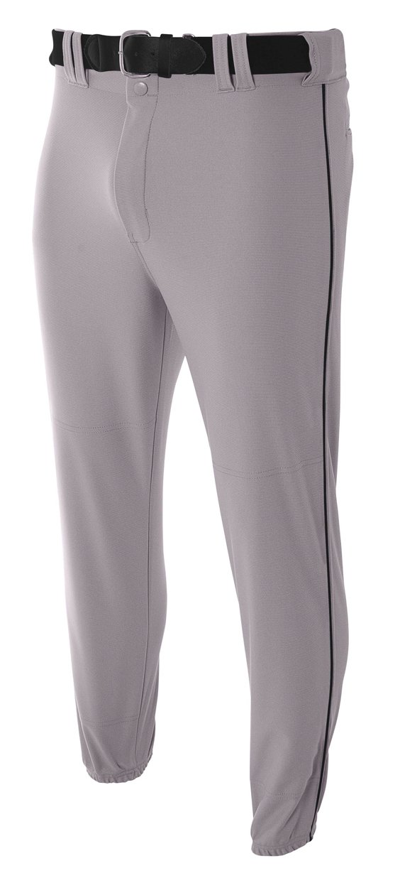A4 Mens Pro-Style Elastic Bottom Baseball Pant, Medium, Gray/Black