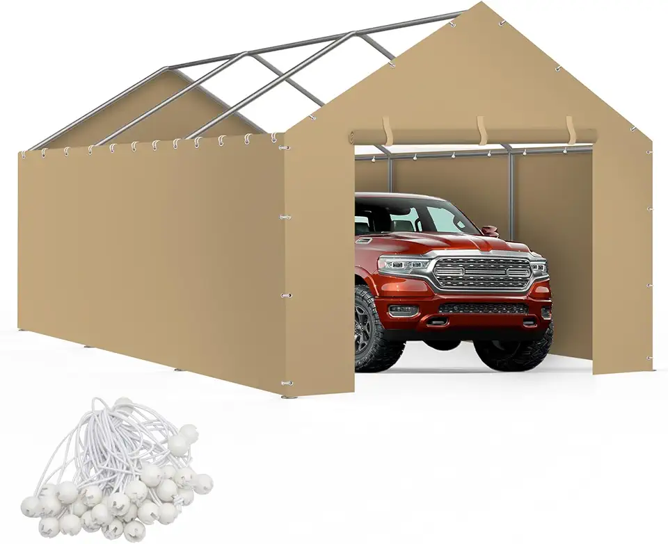 Cobertura Lateral de Reposição para Garagem/Abrigo de 3X6X2,85 M, Lona Resistente para Abrigo de Carros com Elásticos de Fixação, Impermeável E com Proteção Uv