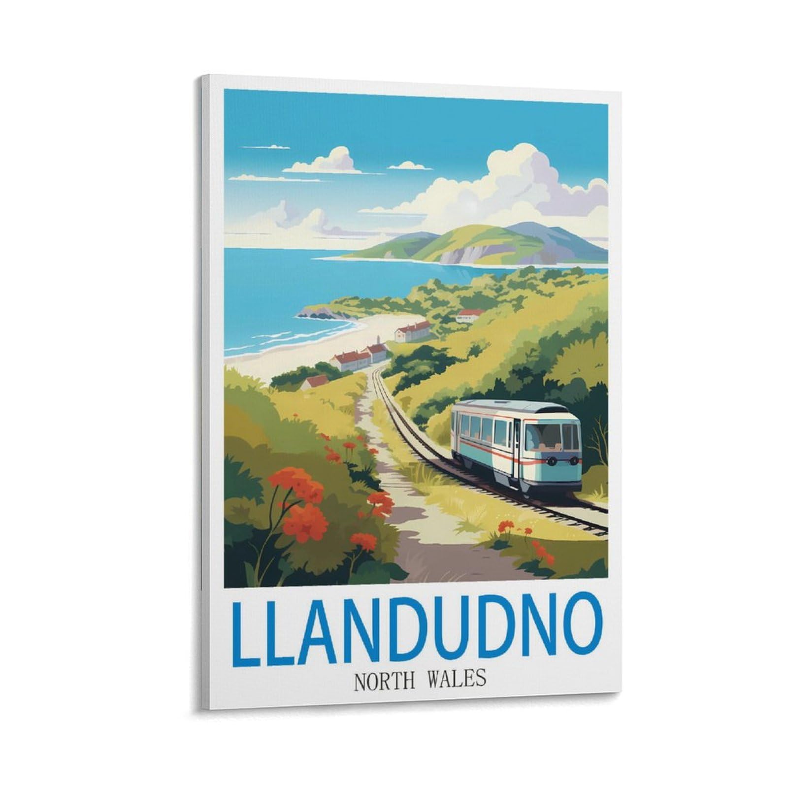 Xllyxygjq Frame-Style Llandudno North Wales Vintage Travel Posters 12X18inch(30X45cm) Canvas Wall Art Poster Print Artwork Painting Picture For Home Decoration Living Room Office Bedroom