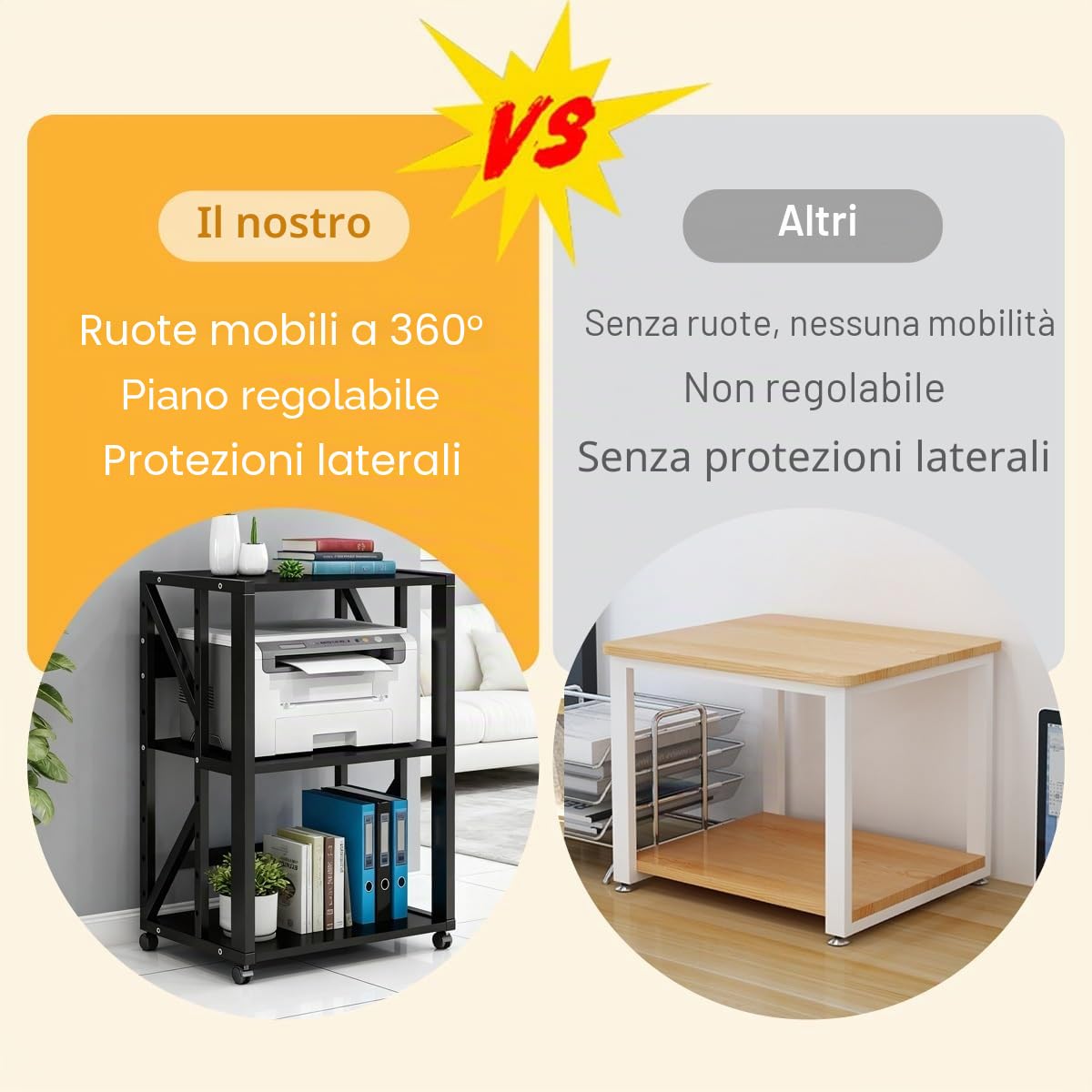 Mobile Stereo Hi Fi Rack Audio, Mobile HiFi Rack Audio Multistrato con Ruote Universali, Struttura Solida, Supporto per Componenti AV per Soggiorno, Sala Teatro(Style 1)