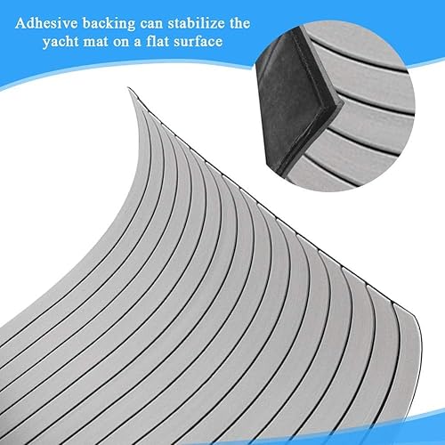 Miniatura 4 de Almohadilla antideslizante para suelo de barco, espuma EVA, teca sintética, ajuste marino para yate, 35 x 94 x 0.24 pulgadas (gris claro),