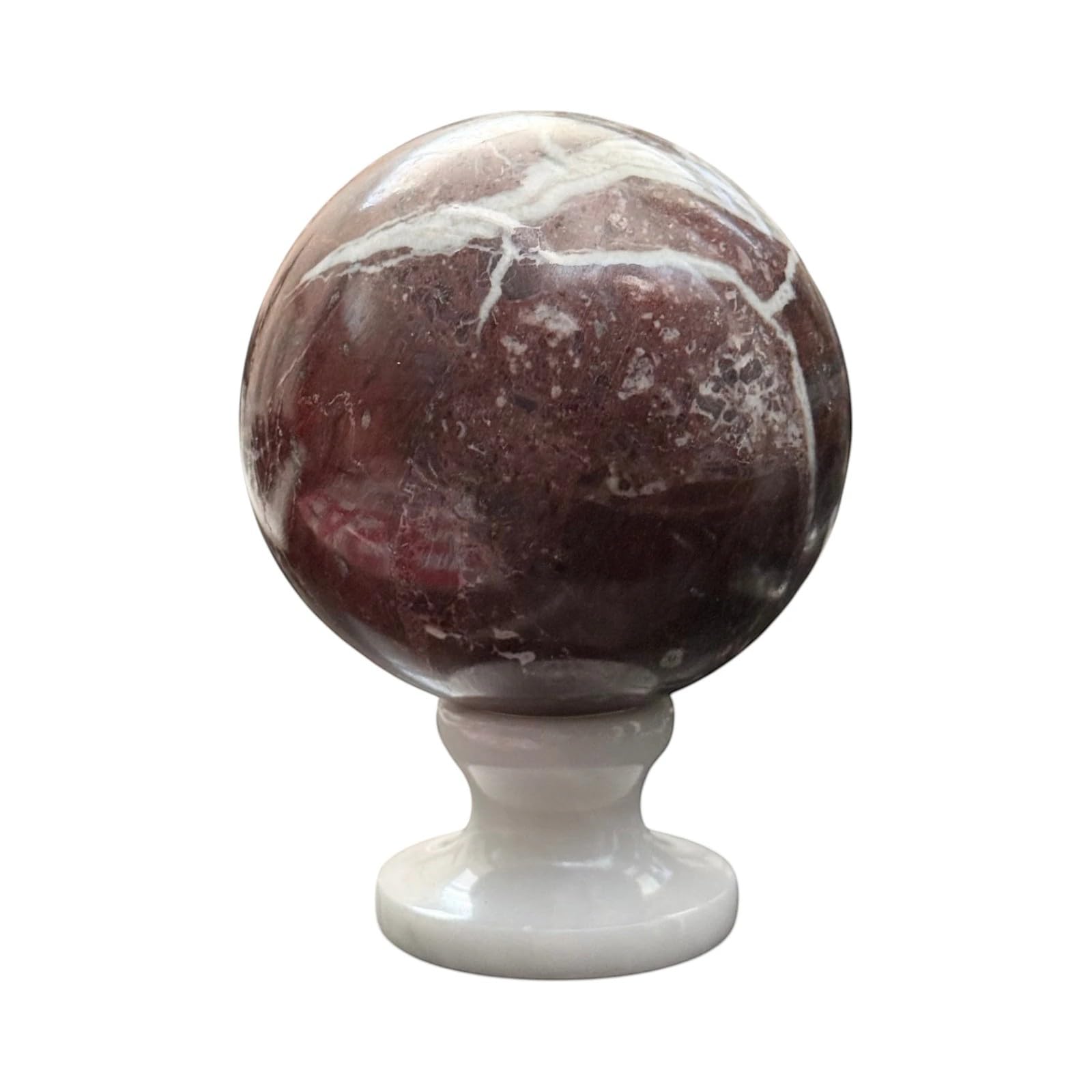 Boule en marbre rouge objet déco design 10 cm pour sublimer votre table basse ou bibliothèque