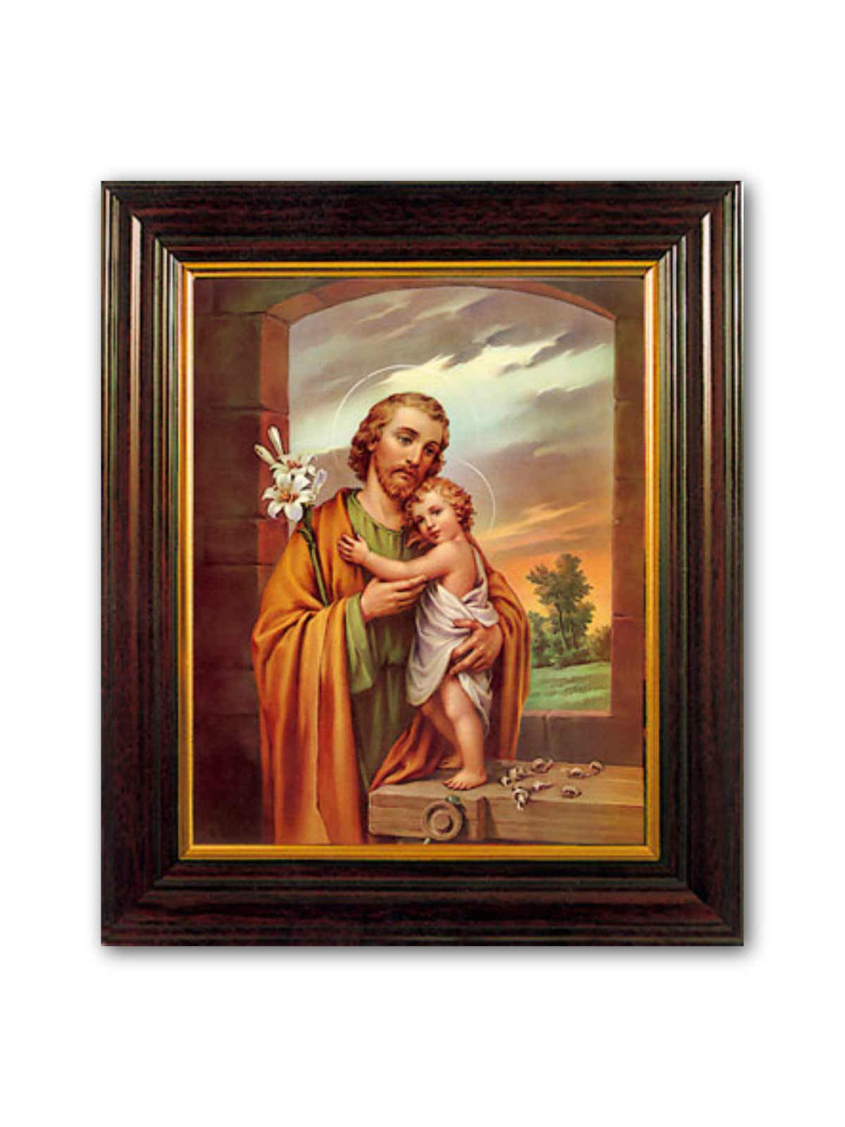Cbc Mahogany St Saint Joseph Framed Print Wood Frame Picture Finish 25Cm 30Cm