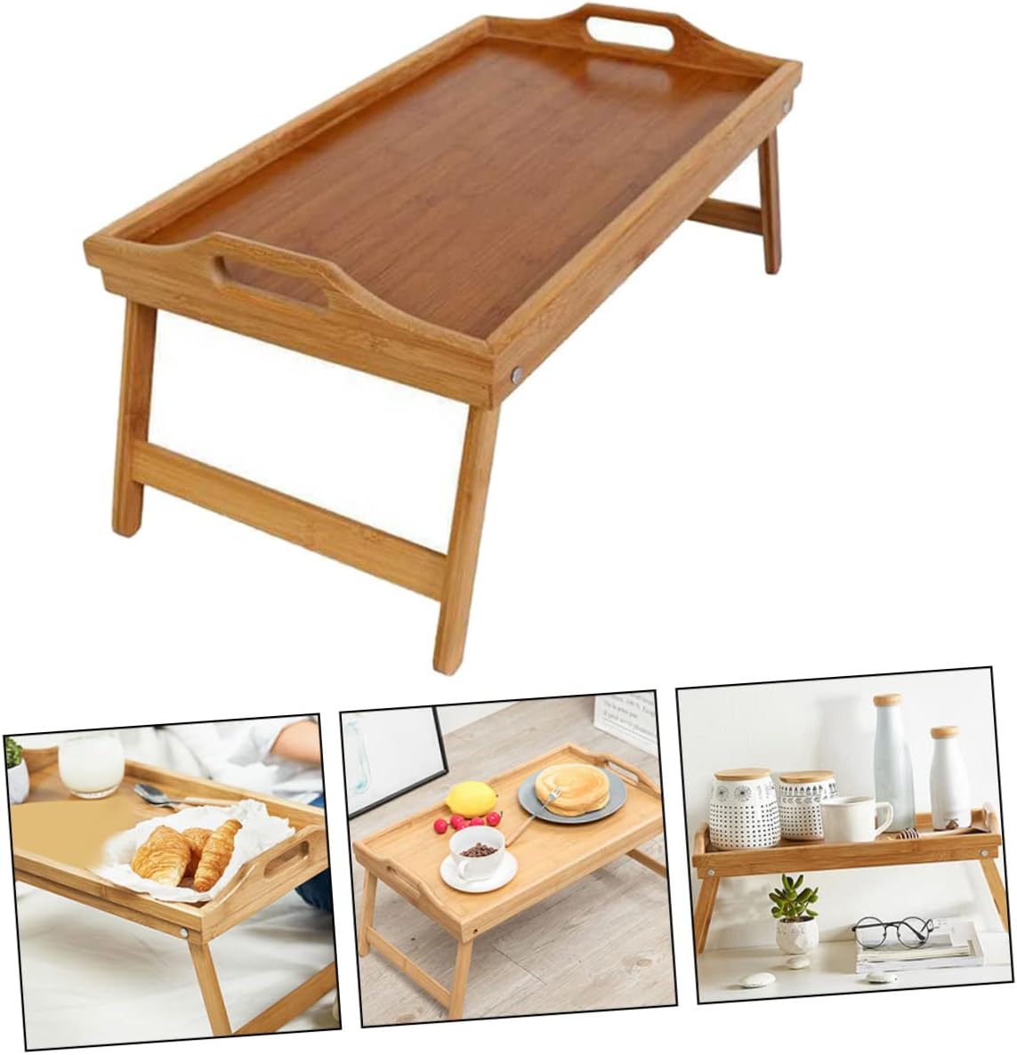 Foldable Laptop Desk Bed Tray Feet Bamboo Folding Table Home Use Simple Table