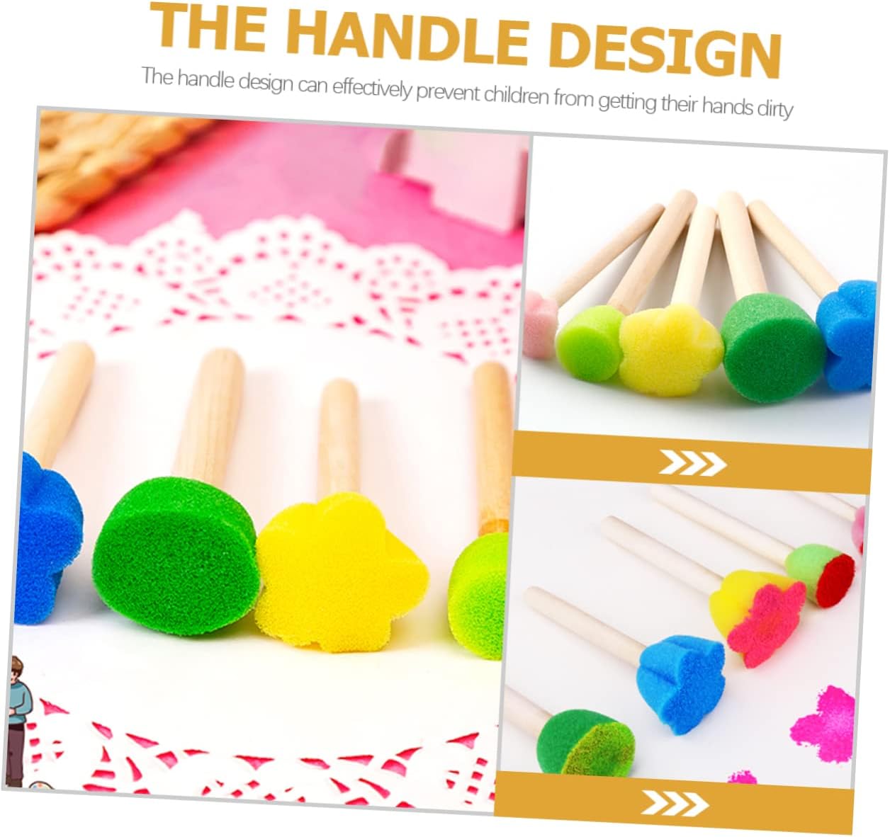 20pcs Colorful Flower Shape Foam Sponge Brush Set for Boys and Girls Painting Arts and Crafts Supplies for Halloween Birthdays Parent-boy Girl Activities Safe and Fun for Toddlers
