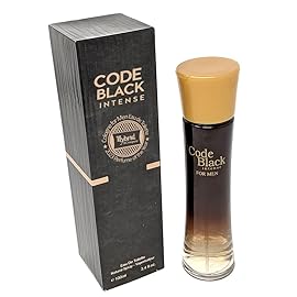 Hybrid & Company Code Black Intense Cologne for Men Eau De Toilette Natural Spray Masculine Scent, 3.4 Fl Oz