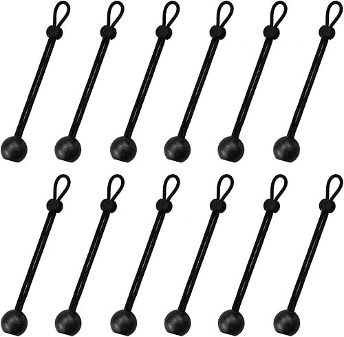 Correas elásticas universales MARRTEUM Ball, cuerdas elásticas multiusos para tiendas de campaña, toldos, lona (12 piezas, negro)