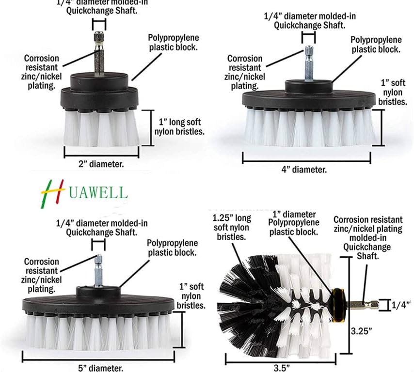 HUAWELL Automotive Soft White-Car Accessories Car Cleaning Brush - Drill Brush -Wheel Brush - Car Mats - Detail Brush - Carpet Cleaner - Boat Accessories - Fabric Seat Cleaner